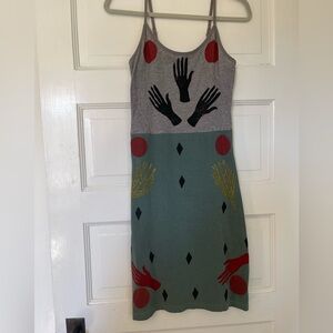 Brass Arrow Gray and Green Mini Dress